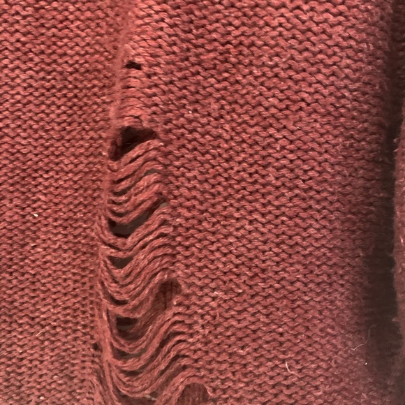 Burgundy Distressed Oversized Knit Sweater - Picture 8 of 11